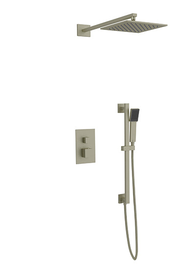 PS135 - Milan Shower Set with Slide Bar Wall Mount Shower Head Square Artos US Brushed Nickel