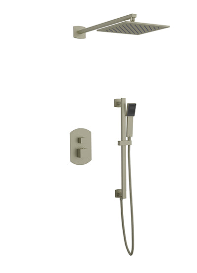 PS138 - Safire Shower Set with Slide Bar, Wall Mount Shower Head Curved Artos US Brushed Nickel