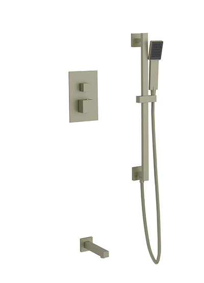 PS147 - Milan Shower Set with Slide Bar, Tub Filler Square Artos US Brushed Nickel