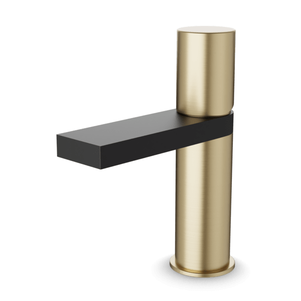 F301-2 - Novi Square & Round Single Hole Lavatory Faucet, Split Finish Artos US Satin Brass/Black