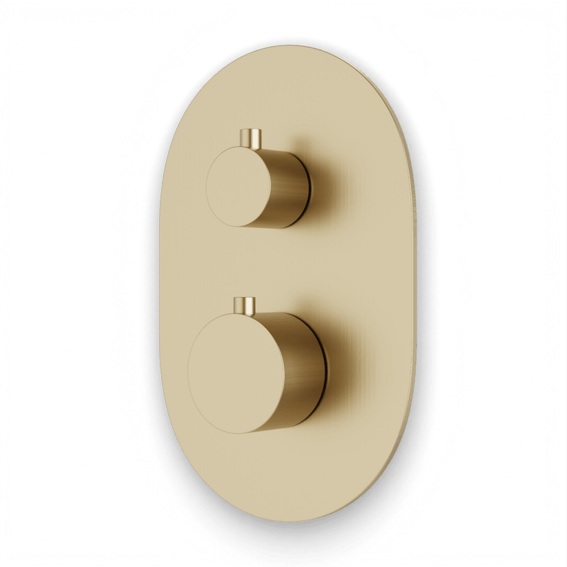 F903B-58TK - Round Thermostat with 3-Way Diverter & Off Position Trim Kit Artos US Satin Brass