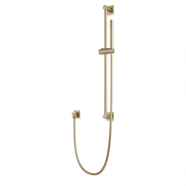 F907-85 - Square + Round Flexible Hose Slidebar Kit with Separate Water Outlet Artos US Satin Brass 