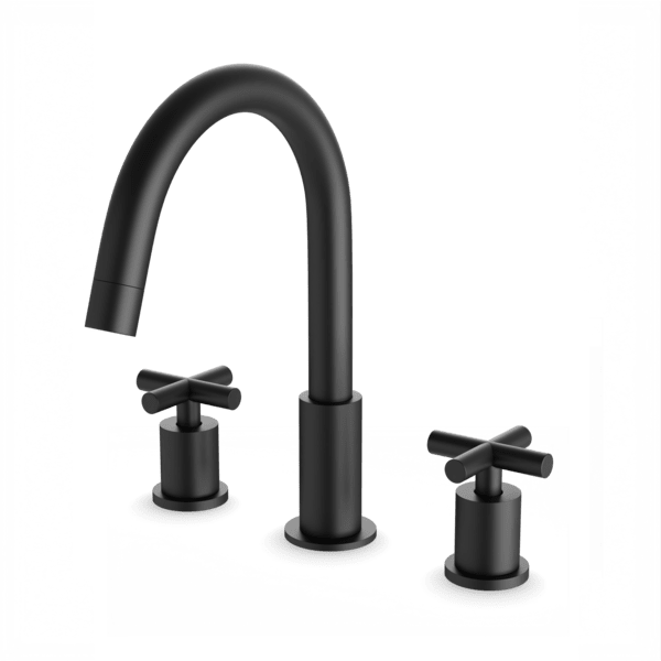 FS315 - Round 8" Widespread Lavatory Faucet with Cross Handles Artos US Matte Black