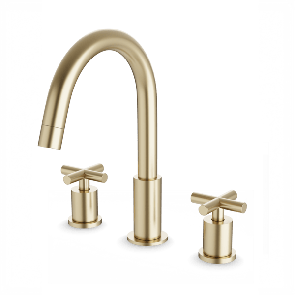 FS315 - Round 8" Widespread Lavatory Faucet with Cross Handles Artos US Satin Brass