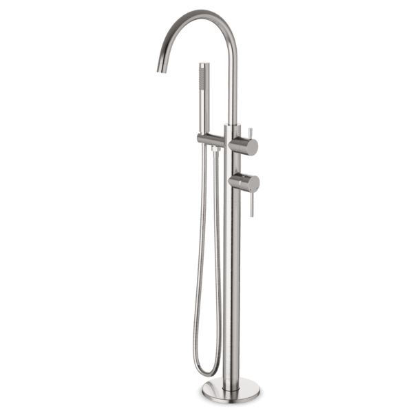 FS510TK - Trova Round Floor Mount Tub Filler Trim Kit with Hand Held Shower Artos US Brushed Nickel