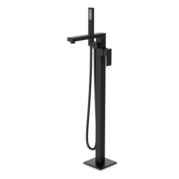 FS520TK - Trova Square Floor Mount Tub Filler Trim Kit with Hand Held Shower Artos US Black