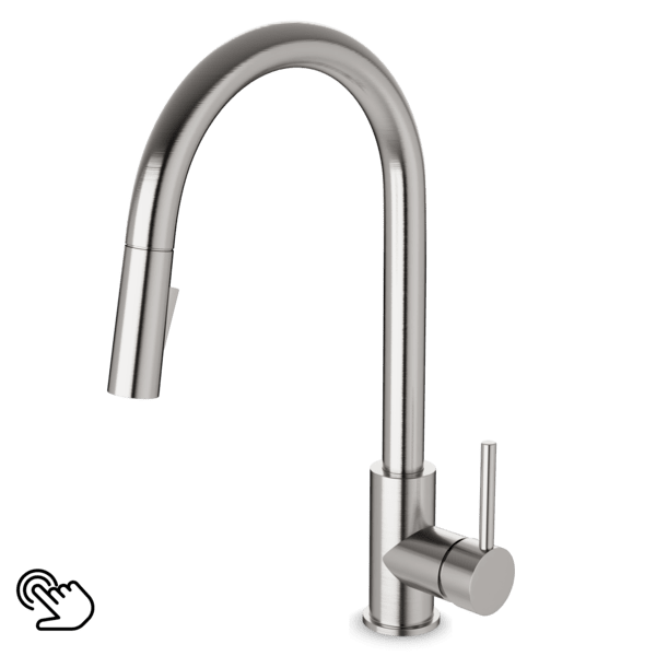 FTS100137 - Trova Touch Activated Modern Kitchen Faucet with Pulldown Spray Artos US Brushed Nickel