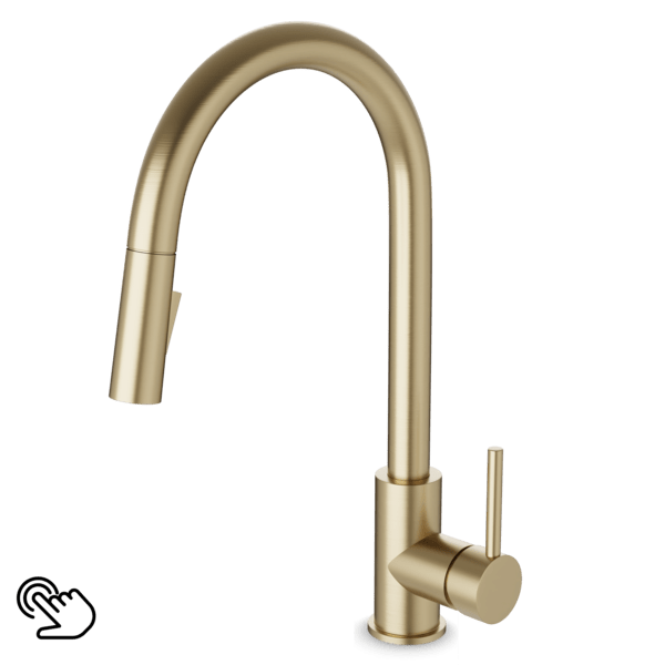 FTS100137 - Trova Touch Activated Modern Kitchen Faucet with Pulldown Spray Artos US Satin Brass