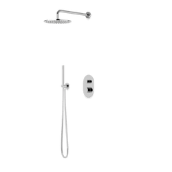 PS140 - Opera Round Thermostatic Shower Trim Kit with Wall Mount Shower Head, Hand Held Shower Artos US Chrome