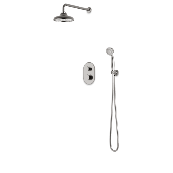 PS140CL - Classic Thermostatic Shower Trim Kit with Wall Mount Shower Head, Hand Held Shower Artos US Brushed Nickel 