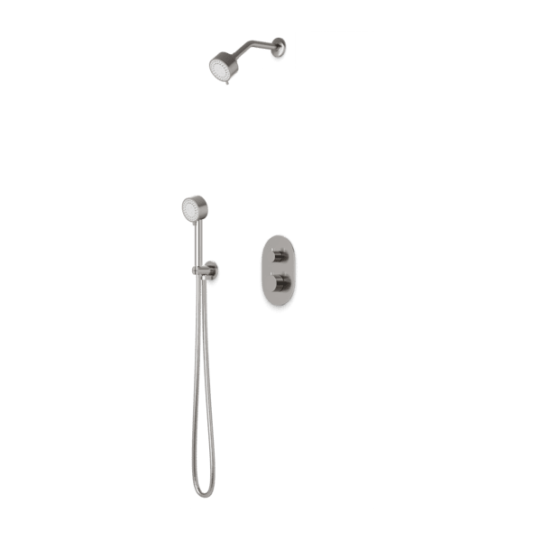 TS081 - Trova Round Thermostatic Shower Trim Kit with Hand Held Shower Artos US Brushed Nickel