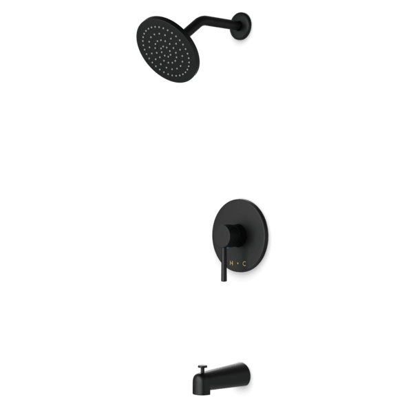 TS152 - Trova Round Pressure Balance Tub / Shower Trim Kit with Rain Head Artos US Black