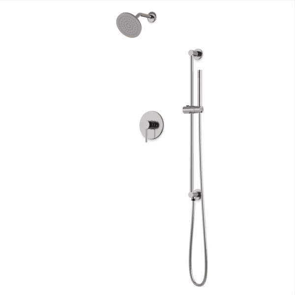 TS254 - Round 2-Way Pressure Balance Shower Trim Kit with Rain Shower Head and Hand Held Shower on Integrated Slide Bar Artos US Brushed Nickel