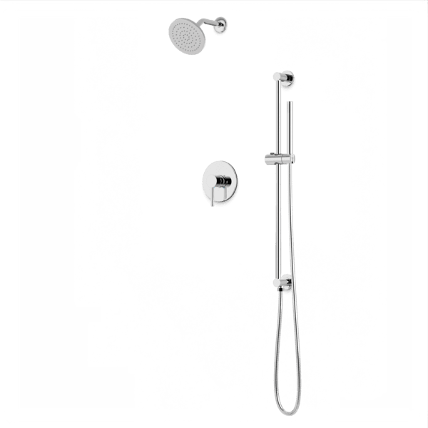 TS254 - Round 2-Way Pressure Balance Shower Trim Kit with Rain Shower Head and Hand Held Shower on Integrated Slide Bar Artos US Chrome