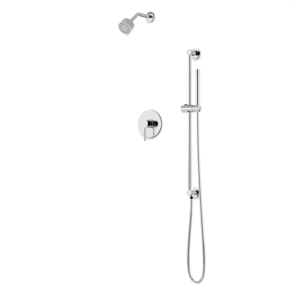 TS264 - Round 2-Way Pressure Balance Shower Trim Kit with Multifunction Shower Head and Hand Held Shower on Integrated Slide Bar Artos US Chrome