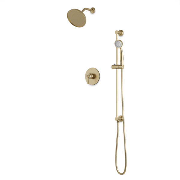 TS284 - Classic 2-Way Pressure Balance Shower Trim Kit with Hand Held Shower on Integrated Slide Bar Artos US Satin Brass 